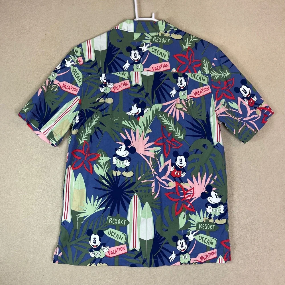 Disney Mickey Mouse Aloha Hawaiian Shirt Men's Size S‎ Vacation Resort Print